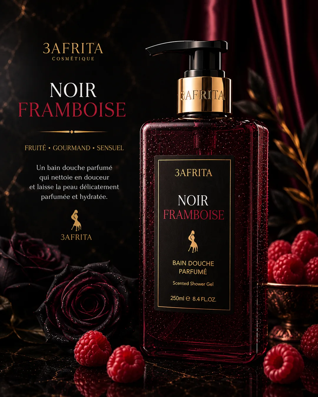 Bain douche Noir Framboise 3AFRITA